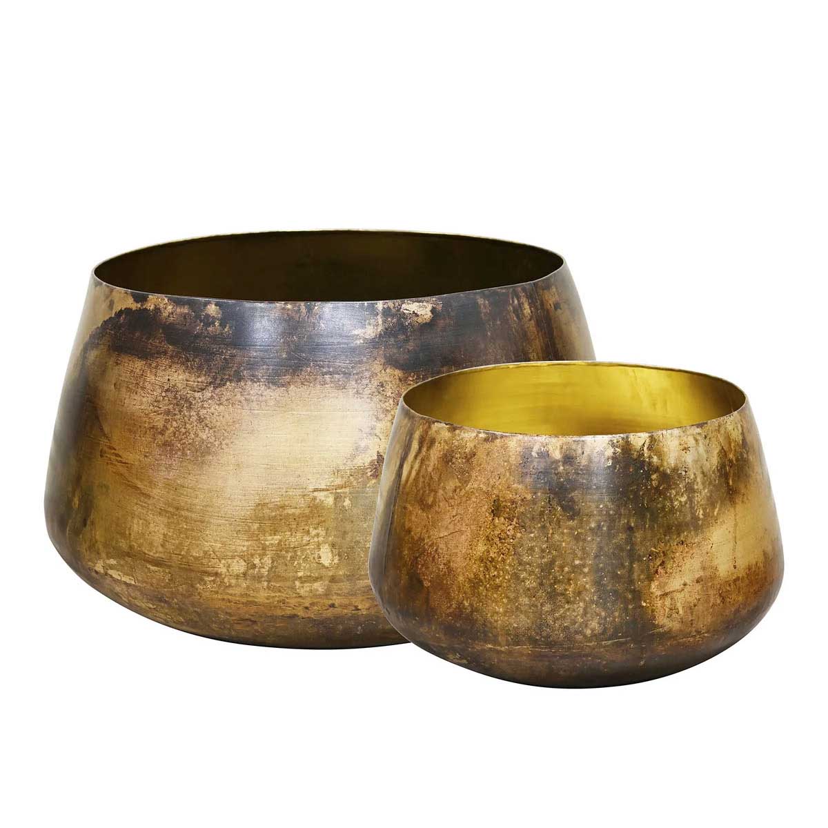 Kelda Metal Pots Jarn Set Of 2 - Antique Gold
